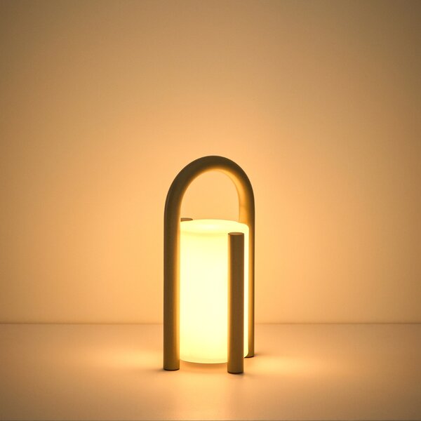 Kave Home Béžová přenosná zahradní LED lampa Leros 28 cm
