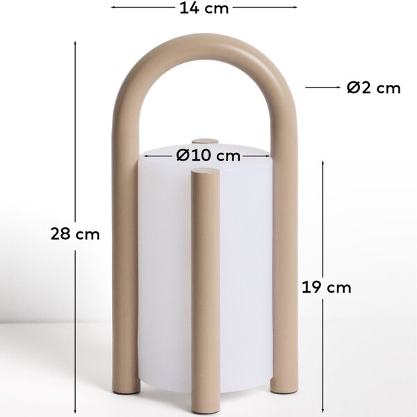 Kave Home Béžová přenosná zahradní LED lampa Leros 28 cm