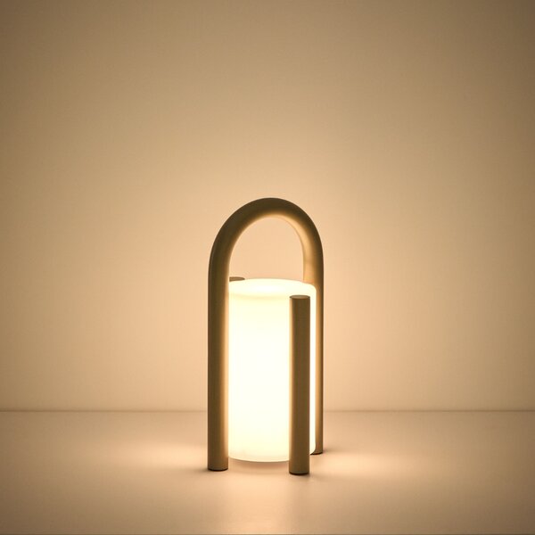 Kave Home Béžová přenosná zahradní LED lampa Leros 28 cm