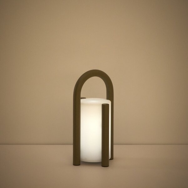 Kave Home Béžová přenosná zahradní LED lampa Leros 28 cm