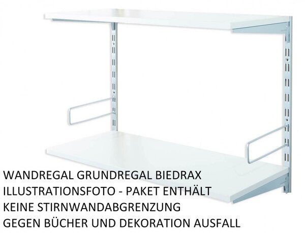 Biedrax Nástěnný regál základní 20 x 40 x 50 cm, stříbrný - 2 police šedá