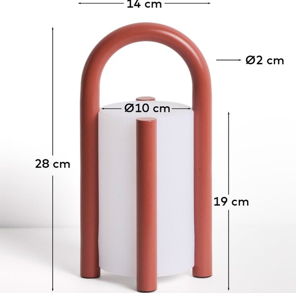 Kave Home Červená přenosná zahradní LED lampa Leros 28 cm