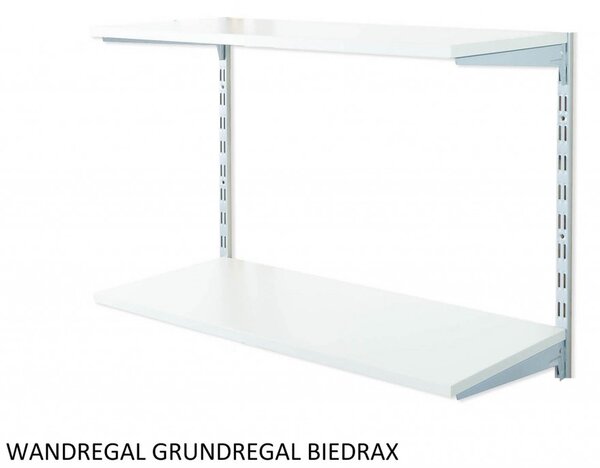 Biedrax Nástěnný regál základní 20 x 40 x 50 cm, stříbrný - 2 police šedá