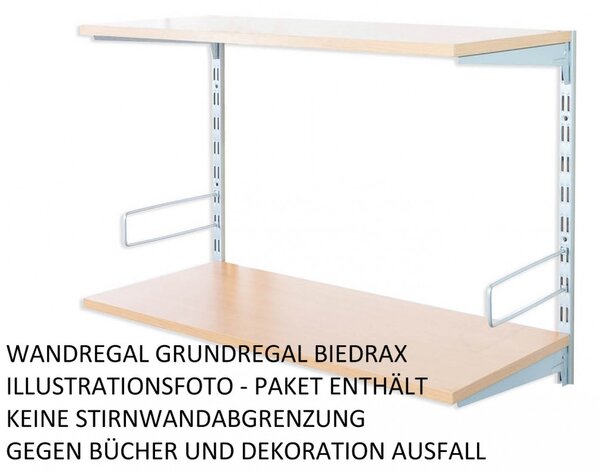 Biedrax Nástěnný regál základní 20 x 40 x 50 cm, stříbrný - 2 police buk