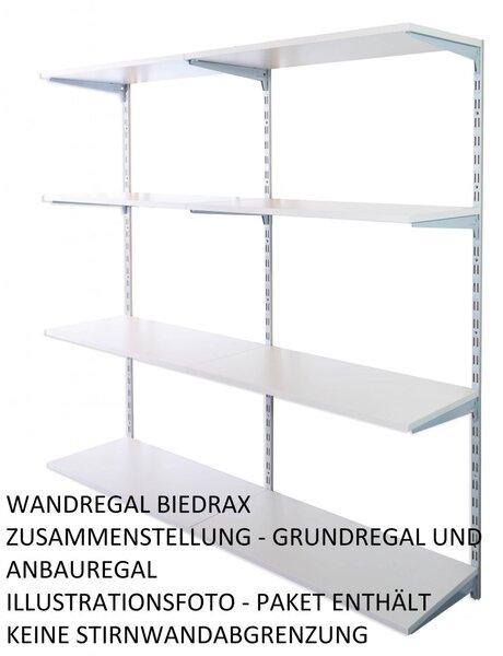 Biedrax Nástěnný regál základní 30 x 60 x 150 cm, stříbrný - 4 police šedá