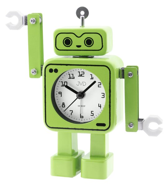 JVD Tichý hravý zelený netikající dětský budík JVD ROBOT SRP2305.1 ( )
