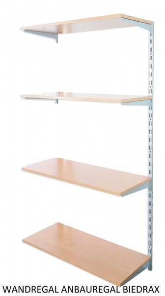 Biedrax Nástěnný regál přídavný 25 x 40 x 150 cm, stříbrný - 4 police buk