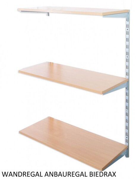 Biedrax Nástěnný regál přídavný 20 x 40 x 100 cm, stříbrný - 3 police buk