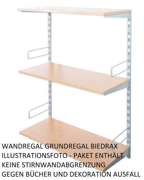 Biedrax Nástěnný regál základní 20 x 40 x 100 cm, stříbrný - 3 police buk