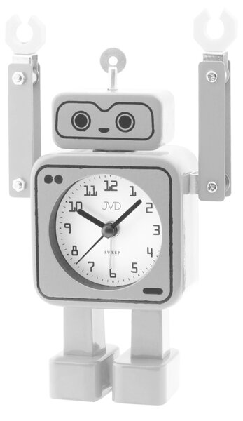 JVD Ručkový tichý šedý netikající dětský budík JVD ROBOT SRP2305.2 ( )