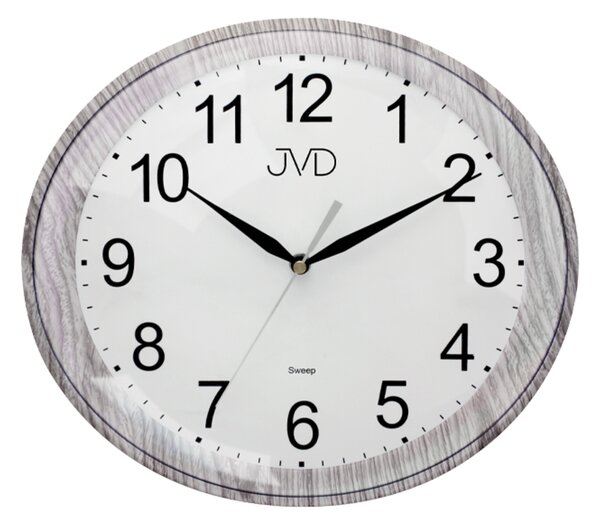 Oválné tiché netikající plynulé hodiny v imitaci dřeva JVD sweep HP664.11