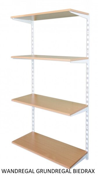 Biedrax Nástěnný regál základní 20 x 40 x 150 cm, bílý - 4 police buk