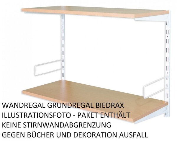Biedrax Nástěnný regál základní 20 x 40 x 50 cm, bílý - 2 police buk