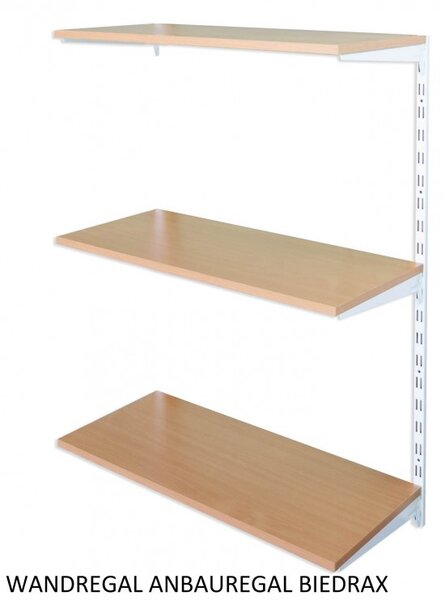 Biedrax Nástěnný regál přídavný 20 x 40 x 100 cm, bílý - 3 police buk