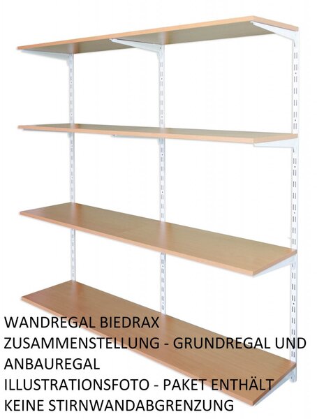 Biedrax Nástěnný regál základní 20 x 40 x 150 cm, bílý - 4 police buk