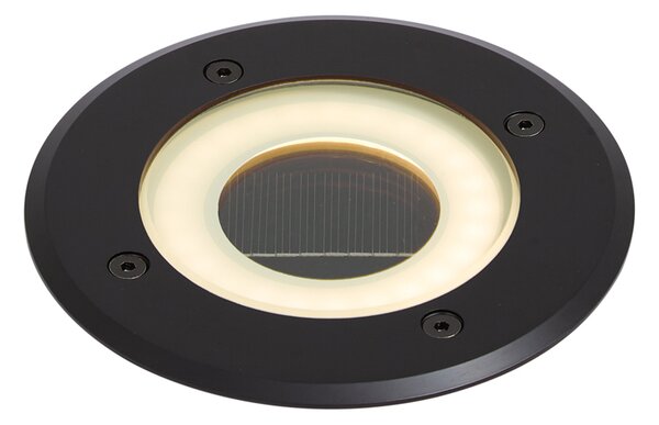 Moderní zemní bodové svítidlo černé vč. LED dobíjecí se solárním panelem IP65 - Solyx
