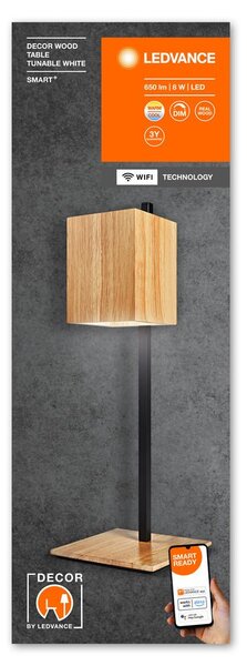 Chytrá WiFi stolní lampa DECOR WOOD TABLE, laditelná bílá