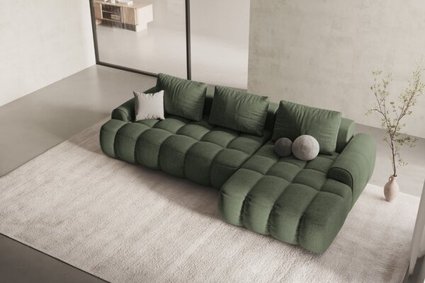 -25 % Dny MOMENTI– Cosmopolitan Design Zelená rozkládací pohovka Linz 275 cm, pravá