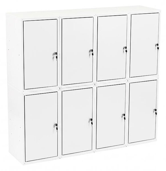 8x Uzamykatelná kovová skříňka Trestles SKM 350x350x700, světle šedá dvířka