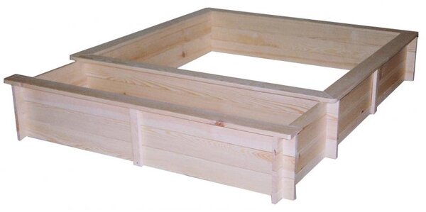 Pískoviště dřevěné s lavičkami, krytem a boxem na hračky Biedrax 140 x 185 x 30 cm Barva: Přírodní