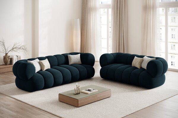 -25 % Dny MOMENTI– Cosmopolitan Design Tmavě modrá sametová trojmístná pohovka Koge 210 cm