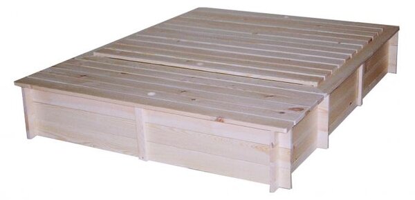 Pískoviště dřevěné s lavičkami, krytem a boxem na hračky Biedrax 140 x 185 x 30 cm Barva: Přírodní