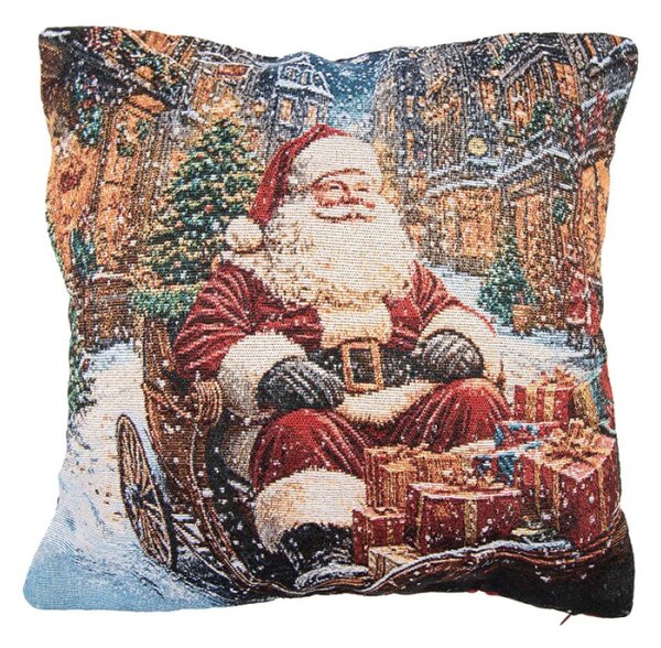 Vánoční dekorační polštář se Santa Clausem na saních Borduur – 44x44x4 cm