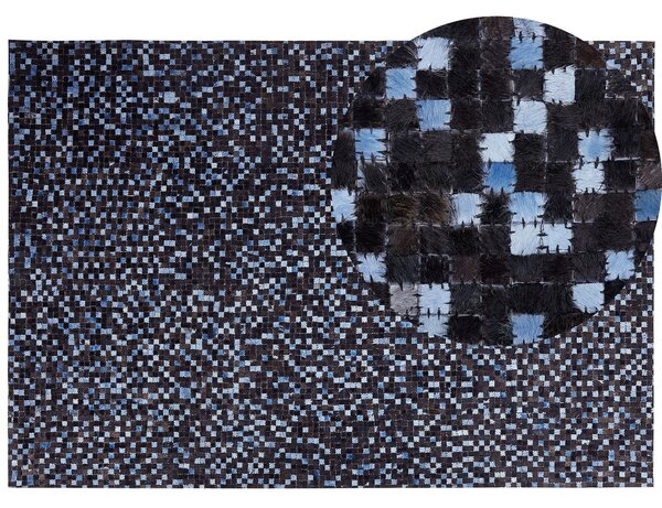 Kožený koberec 160 x 230 cm hnědo-modrý IKISU