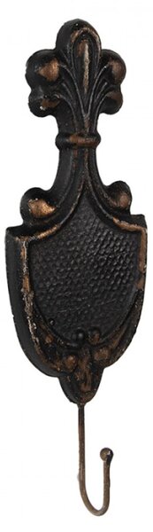 Kovový háček černo-zlatý s patinou Groede – 12x4x38 cm