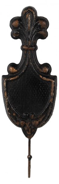 Kovový háček černo-zlatý s patinou Groede – 12x4x38 cm