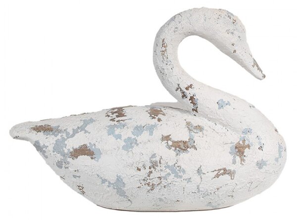 Dekorace labuť modro-šedá s patinou – 32x14x22 cm