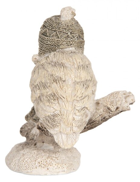 Dekorace ptáček na větvi s pletenou čapkou Abcoude – 8x5x8 cm