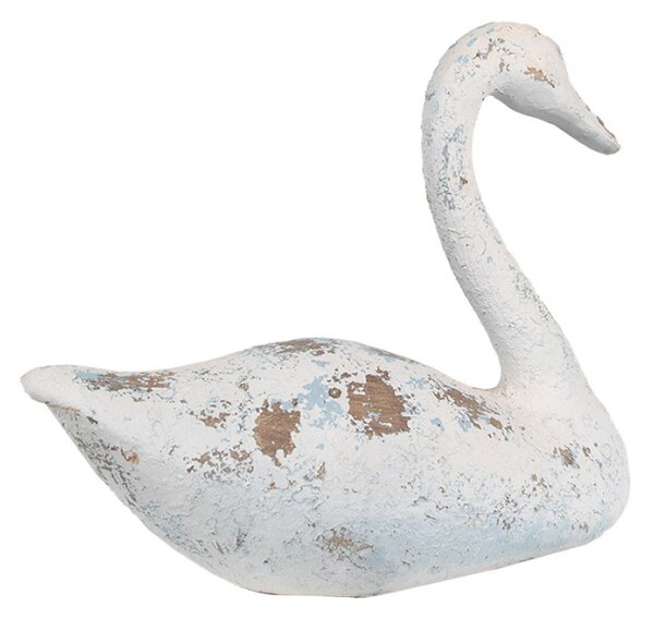 Dekorace labuť modro-šedá s patinou – 33x16x28 cm