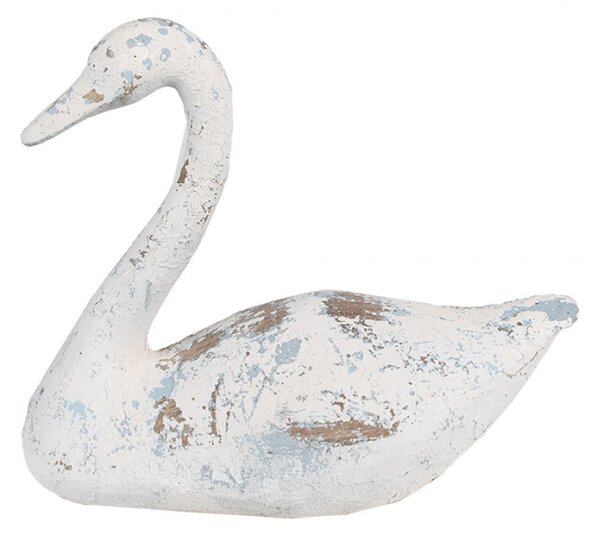 Dekorace labuť modro-šedá s patinou – 33x16x28 cm