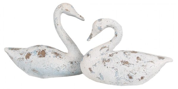 Dekorace labuť modro-šedá s patinou – 32x14x22 cm