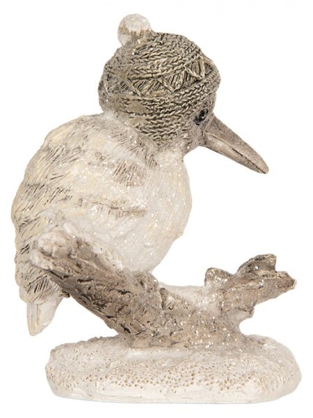 Dekorace ptáček na větvi s pletenou čapkou Abcoude – 8x5x8 cm