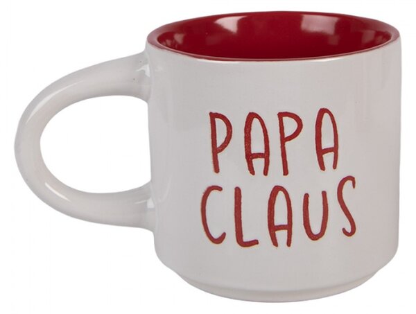 Sada 2 červeno-bílých vánočních hrnků Papa Claus / Mama Claus – 2x 400 ml