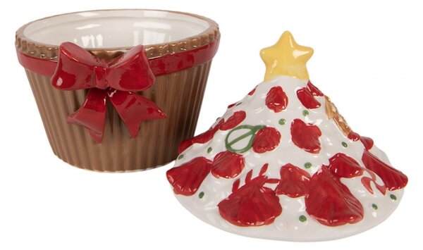 Keramická vánoční dózička muffin s hvězdou – 18x16x20 cm