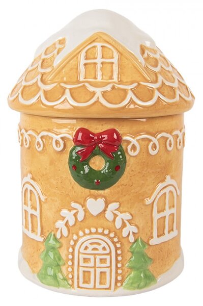 Keramická vánoční dózička ve tvaru perníkového domečku – 12x17 cm