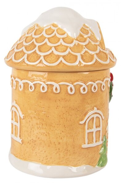 Keramická vánoční dózička ve tvaru perníkového domečku – 12x17 cm