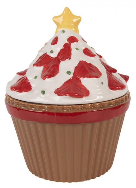 Keramická vánoční dózička muffin s hvězdou – 18x16x20 cm