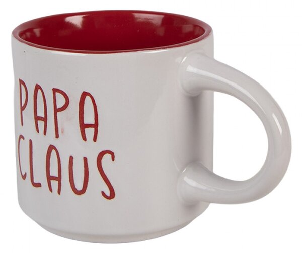 Sada 2 červeno-bílých vánočních hrnků Papa Claus / Mama Claus – 2x 400 ml