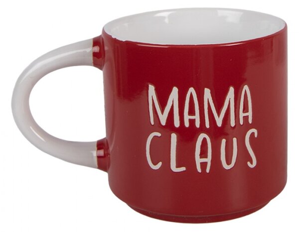 Sada 2 červeno-bílých vánočních hrnků Papa Claus / Mama Claus – 2x 400 ml