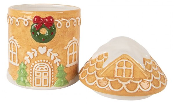 Keramická vánoční dózička ve tvaru perníkového domečku – 12x17 cm