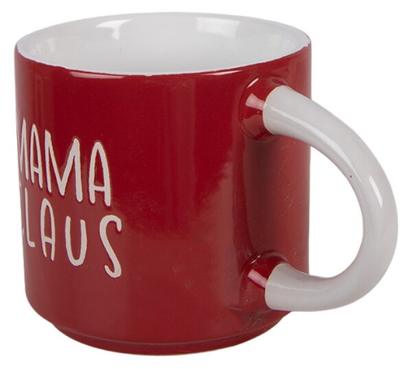 Sada 2 červeno-bílých vánočních hrnků Papa Claus / Mama Claus – 2x 400 ml