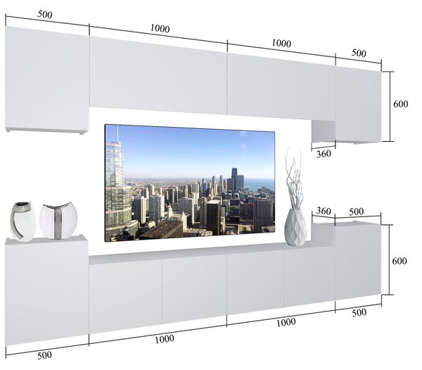 Obývací stěna Belini Premium Full Version černý lesk+ LED osvětlení Nexum 65