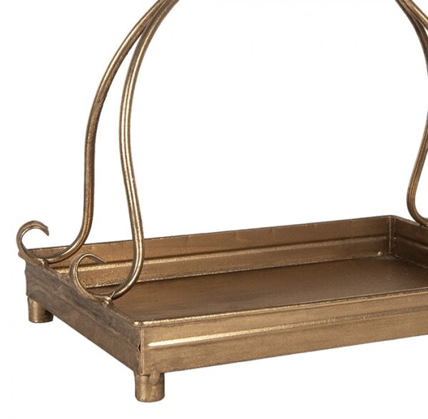 Sada 2 dekorativních podnosů se zlatým ozdobným madlem na přenášení – 43x26x41 / 34x21x30 cm