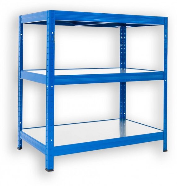 Kovový regál Biedrax 35 x 60 x 90 cm, modrý, 3 police plech zinek, nosnost 150 kg na polici