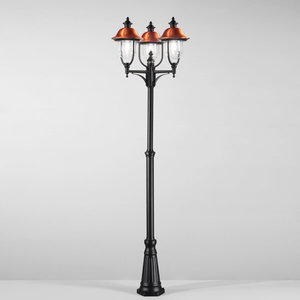FAN LANT-VENEZIA-P3 Sloupkové svítidlo PALO VENEZIA černá/měď, 3xE27, IP44, 230 x 65 cm - FANEUROPE
