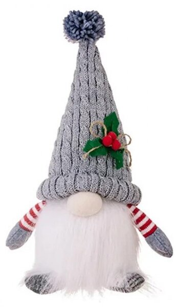 Svítící vánoční trpaslík na baterie FROSTIE 28 cm, šedý